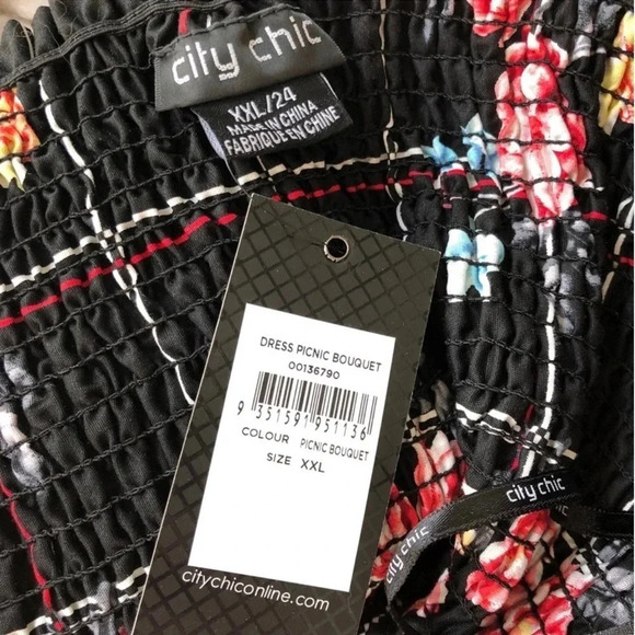 New City Chic Smock Off the Shoulder Dress Picnic bouquet floral print pockets - Picture 11 of 12